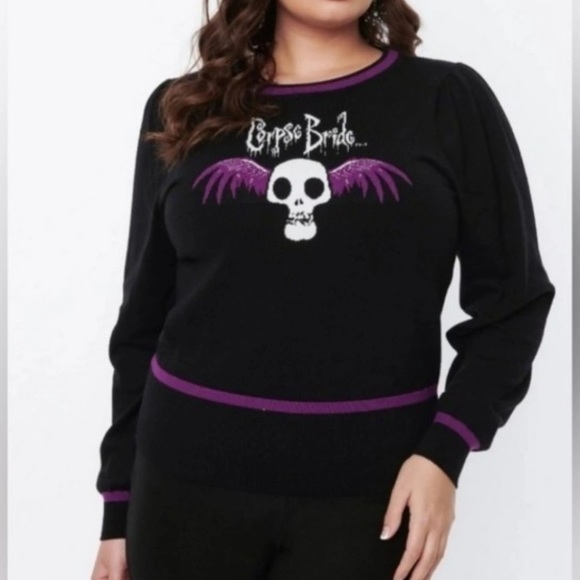 NWT Corpse Bride x Unique Vintage Flying Skull Sweater - Picture 6 of 7